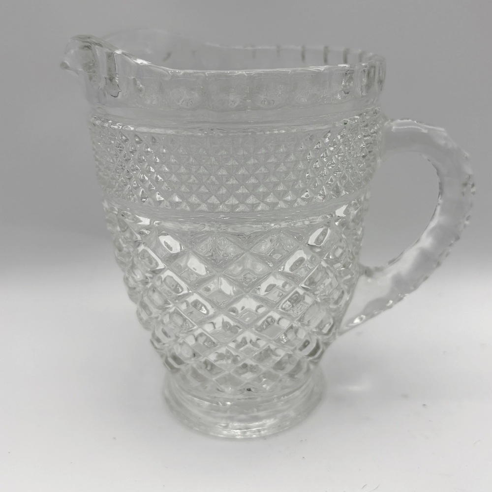 Vintage Pressed Glass Pitcher Clear Diamond Pattern